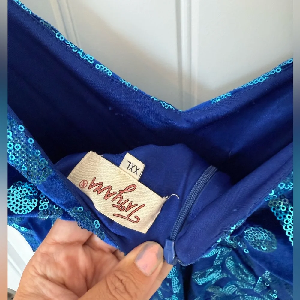 Tatyana Blue Moon velvet sequin wiggle dress pinup XXL retro vintage style 14 16 - Picture 5 of 5